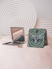 1PC Millennium Y2K Series Portable Vanity Mirror, Foldable Lightweight Ultra-Thin Convenient Hand Mirror, Durable PU Leather, Suitable For Multiple Scenarios And All People, Foldable Small Square Mirror For Carrying - Multicolor - View 2