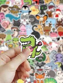 100pcs Cute Cartoon Animal Stickers, Watercolor Animal Stickers, Zoo Stickers, Decorative Stickers, Stationery Stickers, Waterproof Vinyl Stickers, Suitable For Water Bottles, Computers, Laptops, Phones, Suitcases, Notebooks, Refrigerators And More. - J - View 5
