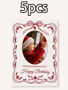 Custom Photo Greeting Card With Text, Personalized Birthday Celebration Card, Elegant Bow Frame Style, Customized Picture Keepsake, Customizable Message Card, Party Table Decor, Birthday Gift, Anniversary Gift, Holiday Greeting Card, Christmas Gifts - Style C - View 11