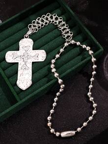 1pc Unique Personalized Punk Hip-Hop High-End Design Casual Cross Necklace, Men's Daily Holiday Party Outfit Jewelry - Multicolor - View 3
