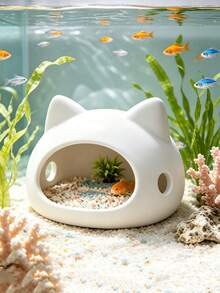 Aquarium Decor, 3D Printed Cat Shaped Fish & Shrimp Hideout, Fish Tank Landscaping Prop, Small Fish Hiding House - Happy Aquarium - View 8