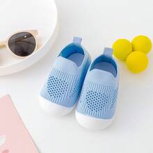 1pair Unisex Toddler Soft Bottom Anti-slip Mesh Breathable Walking Shoes - Blue - View 3
