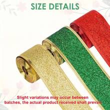 Classic Christmas Sequin Metallic Ribbon, 1.5 Inch Wide Durable Multi-Purpose Holiday Craft Ribbon, Christmas Holiday Decoration, Christmas Tree Decoration, Gift Wrapping And Christmas Bow Wreath Making, Handmade DIY Sewing Supplies (15 Yards) - Multicolor - View 11