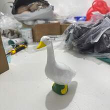 1pc Resin Green Base Duck Figurine, Outdoor Garden Decor, Realistic Animal Statue, Craft Ornament - A - View 7