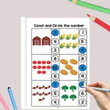 64 Pages Preschool Math Workbook, Number Arithmetic Practice, Fine Motor Skills & Logical Thinking Training, Cartoon Illustrations, Early Education Exercise Book, Children's Holiday Gift - Multicolor - View 6