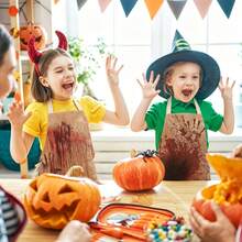 5pcs Halloween Kids Aprons, Blood Splatter Pattern Design, Suitable For Haunted House Costumes, Realistic Horror Character Cosplay Accessories, Halloween Party Use - Multicolor - View 9