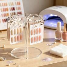 1pc Round Transparent Acrylic Nail Color Display Stand, Large Capacity Display Rack Suitable For Nail Art, Multi-Purpose Jewelry, Hair Accessories And Hair Clips Storage, Nail Polish Color Display Rack - Multicolor - View 2