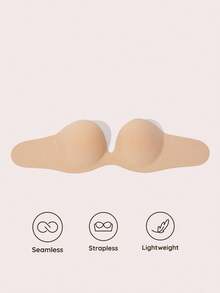 Lignisse Silicone Sticky Bra Push Up Invisible Strapless Backless Self-Adhesive Seamless Lift Gathering Plunge Nipple Cover Reusable Women Intimates - Multicolor - View 2