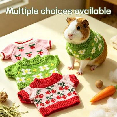 1 buah Sweater Rajut Motif Bunga Lucu untuk Hewan Peliharaan Kecil, Pakaian Rajut Mini Hangat dan Lembut, Pakaian Musim Dingin Elastis untuk Hewan Peliharaan, Cocok untuk Properti Foto Hewan Kecil Guinea Pig, Aksesoris Pakaian Hewan Peliharaan Kecil Musim Gugur/Musim Dingin, Cocok untuk Boneka 30cm