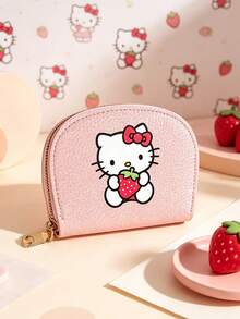 SANRIO Dompet Kartu Kredit Lipat Motif Hello Kitty, Dompet Mini Kulit PU Tekstur Leci dengan Banyak Slot Kartu & Dompet Koin Berresleting, Kantong Berresleting Portabel - MultiWarna - View 10