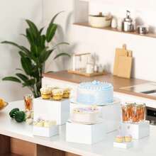 Senmeo 6pcs Acrylic Hollow Base Buffet Trays - Acrylic Food Display Stands | Christmas Desserts/Jewelry/Party Gift Storage - View 5