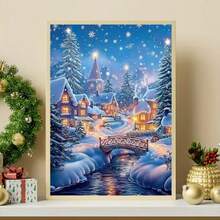 1PC DIY 5D Diamond Painting Kit Snowy Cabin Pattern - Round Full Diamond Art Mosaic Craft, Home Wall Decor, Unframed - No Frame - View 2