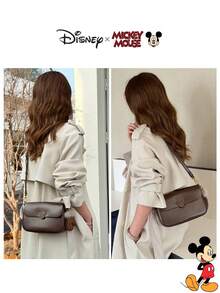 Disney Fashion Solid Color Crossbody Bag, Shoulder Bag, Large Capacity Lightweight Versatile, Exclusive IP Accessory, Women's Gift Choice - Brown - View 4