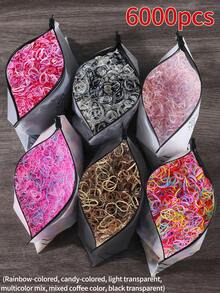 6000/5000/3000/2000pcs Mini Solid Color Disposable Hair Ties, Strong And Durable Small Hair Bands, Gentle On Hair, Suitable For Daily Use - Multicolor - View 31