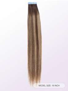 20pcs Tape-In Hair Extensions, 100% Human Hair, 14-22 Inches, Seamless Double-Sided Tape, Invisible Tape-In Hair Extensions, Straight Hair, Suitable For Party And Daily Wear - S4/18 - View 3