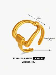 2PCS/1PC Stainless Steel 18K Gold Plated Minimalist Letter D Open Ring Suitable For Women's Daily Wear - Multicolor - View 10