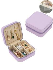 Personalized Name Jewelry Box - Travel Jewelry Organizer, Zipper Closure, Fabric Lining, Perfect Bridesmaid Invitation Gift Or Couple Keepsake, Wedding Gift, Minimalist, Gift For Her, Birthday Gift - Multicolor - View 11