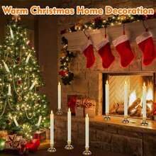 3D Flickering Flameless Candle With A Cone-Shaped Candlestick, Featuring A Realistic Flame, Suitable For Christmas, Halloween, Weddings, Valentine's Day, Table Decorations, Windowsill Decorations, And Home Party Decorations. - 12Pcs Candles - View 3