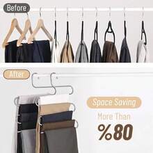 1PC Stainless Steel S-Shaped Clothes Hanger - Non-Slip Space Saving Organizer For Pants, Jeans & Scarves Multipurpose Closet Storage Solution, Wardrobe Organizer, Home Storage Essential - Multicolor - View 4