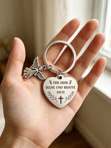 1 Pc - A Keychain Gift Suitable For Family And Friends. German: May The Lord Bless You. Keychain, Bag Pendant, Key Chain. - Multicolor - View 3
