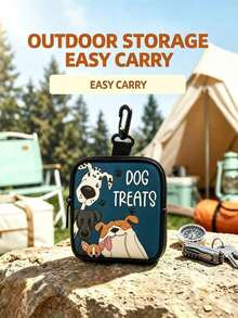 Zippered Dog Training Treat Bag - Portable Polyester Pet Treat Pouch, Suitable For Outdoor Activities And Dog Walking, Colorful Design, Single-Sided Print, One Side Transparent, Essential For Dog Walking | Vibrant Durable Dog Accessory Zipper Bag - Multicolor - View 8