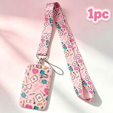 1 Set Doctor Nurse ID Card Holder Lanyard, PP Material, Pattern Includes Stethoscope, Mask, Heart, Portable, Suitable For ID Badge, Campus Card, Access Card, Meal Card, ID Card, Suitable For Medical Staff, School, Back To School Card Holder, Christmas Gift - Pink - View 2