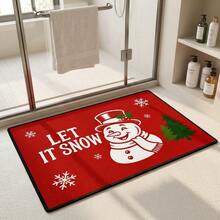 1pc Red Christmas Snowman Doormat, Holiday Atmosphere, Warm, Healing, Ins Style, Fresh, Suitable For Bedroom, Entryway And Living Room, Soft, Durable, Non-Slip, Machine Washable, Suitable For Kitchen, Living Room, Bedroom And Office, Laundry Room, Bathroom Decoration - Mustard Yellow - View 2
