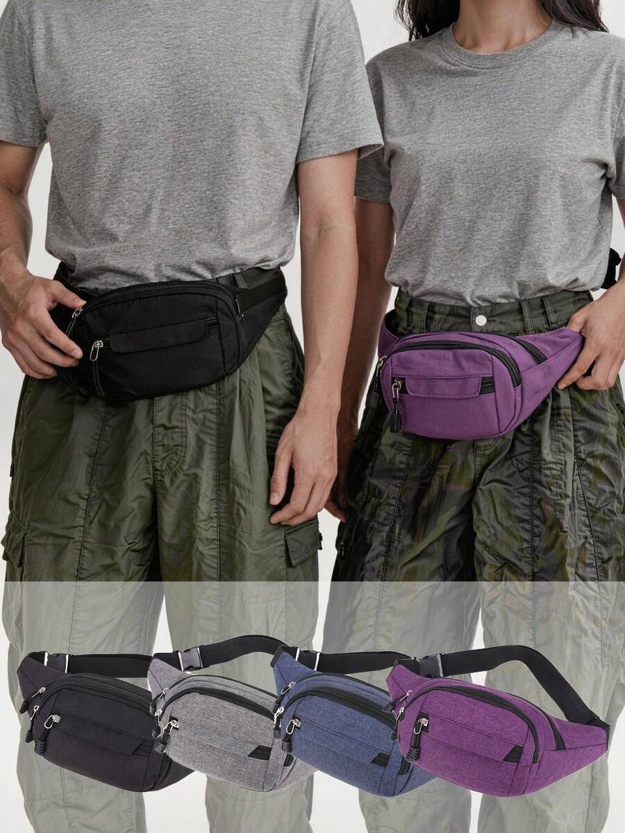 1pc Men's Nylon Waist Bag - Adjustable Shoulder Strap, Multiple Zipper Pockets, Outdoor Sports Waist Bag, Suitable For Daily Commute, Multi-Functional Travel Bag Korean Style Adjustable Shoulder Strap Bag, Unisex, Multiple Colors - Multicolor - View 1