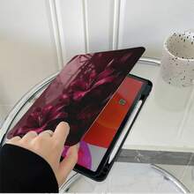 1pc Vintage Deep Burgundy Lily Floral 360° Rotating Tablet Protective Case, Compatible With IPad Air 6/5/4 & 10 (10.9 Inch) - Compatible With IPad Pro 2024, Air M3/A16 2025, Compatible With Samsung Galaxy Tab S9 FE/S8 Plus/S7/S10, Compatible With OPPO Pad, Compatible With Huawei MatePad, Compatible With Vivo Pad, Compatible With Honor Pad, Compatible With Lenovo Pad - Multicolor - View 5