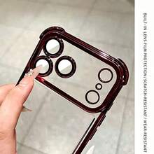 Ốp lưng điện thoại trong suốt cao cấp chống sốc chống rơi, tương thích với iPhone 18ProMax 18Pro 17ProMax 16ProMax 13ProMax 13/14/15/16/17/18 Pro Max, tương thích với XR X/XS XSMAX 16e 17e, bảo vệ ống kính camera chống sốc, viền mềm lưng cứng, ốp bảo vệ trong suốt unisex cho Apple 18 - Đỏ anh đào - Xem 5
