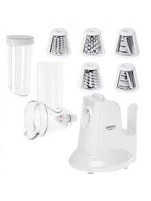 CAMRY Vegetable Shredder, Vegetable Slicer, Vegetable Grater, Multi-Function Slicer - 5 Interchangeable Attachments, Built-In Stand, Anti-Slip Feet, 150W, White - EU E Type Plug(220-240V) - View 5