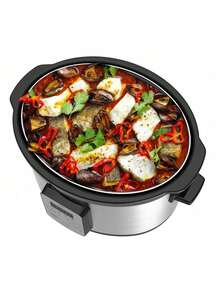 CAMRY Slow Cooker, Crock Pot, Ceramic Slow Cooker - 4.7L Capacity, Serves 8 Portions, Removable Ceramic Pot, LED Indicator - EU E Type Plug(220-240V) - View 4