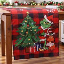 The Grinch مفرش طاولة ميرى جرينشماس، مفرش طاولة بموضوع عيد الميلاد، ديكور غرفة الطعام للعطلات الشتوية لحفلة العشاء، ديكور طاولة المطبخ وغرفة الطعام لحفلة العطلات للمنزل - متعدد الألوان - مشاهدة 5