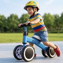 Bicicleta De Equilibrio Sin Pedales Para Niños, Triciclo Ajustable De 4 Ruedas, Correpasillos Para Aprender A Caminar Y Mantener El Equilibrio, Juguete Deportivo Para Interior Y Exterior Rojo/Blanco/Rosa/Azul - Azul - Ver 1