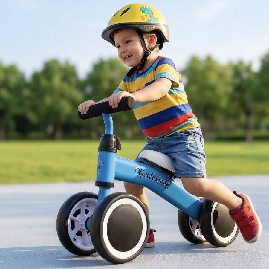 Bicicleta De Equilibrio Sin Pedales Para Niños, Triciclo Ajustable De 4 Ruedas, Correpasillos Para Aprender A Caminar Y Mantener El Equilibrio, Juguete Deportivo Para Interior Y Exterior Rojo/Blanco/Rosa/Azul - Azul - Ver 1