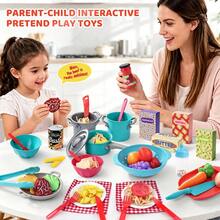 Parent-Child Interactive Realistic Western Kitchen Toy Set, Kids Pasta & Steak Cooking Role Play Game, Sliceable Fruits & Vegetables, Realistic Noodles & Ingredients, Complete Pot & Tableware Set, Recreates The Full Cooking Process - Multicolor - View 8