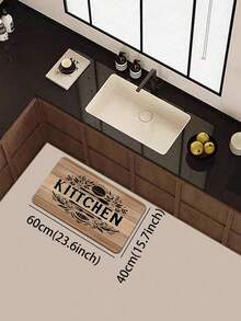 1pc Faux Wood Grain Board Base Vintage KITCHEN Theme Printed 3.5mm Floor Mat, Soft Rubber Cuttable, Kitchen Rug Bathroom Mat, Suitable For Kitchen, Bathroom, Entryway, Hallway, Living Room, Outdoor Garden Decor Small Rug Indoor Mat - Multicolor - View 13