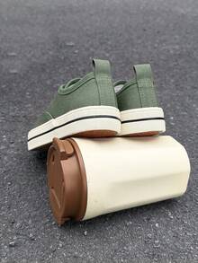 OPOEE Low‑Top Boys Girls Canvas Shoes, Classic Low‑Top Flat Sneakers, Breathable Soft Sole Children Casual Shoes For Daily Outdoor Wear‑Resistant Daily - Army Green - View 6