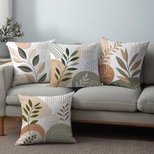 4 pièces Housses de coussin à motif géométrique abstrait minimaliste de plante, housses de coussin imprimées sur un seul côté avec fermeture éclair, housses de coussin 45*45CM convenant pour la décoration de la maison, de la chambre, du salon, du canapé, housses de coussin décoratives cadeau de vacances, insert de coussin non inclus - Multicolore - Voir 8