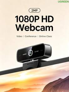 UGREEN Webcam komputer, HD 1080P, mikrofon ganda peredam bising terintegrasi, webcam eksternal untuk konferensi video desktop dan laptop. - View 1