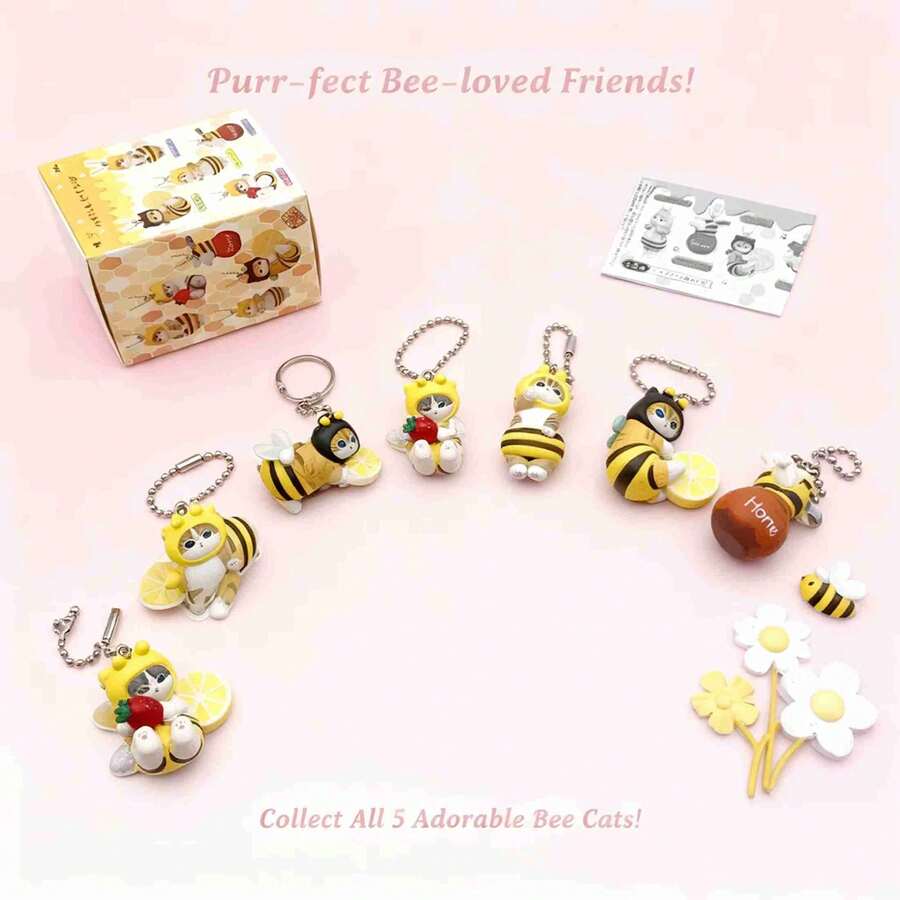 mofusand 1pc The Cure Is A Bee Themed Blind Box. The Cute Kitten Image Has Its Own Characteristics, And The Style Is Not Specified. As A Small Holiday Gift To Relatives, Friends And Classmates, It Is Practical And Good-Looking. (Stochastic Style) - Multicolor - View 1