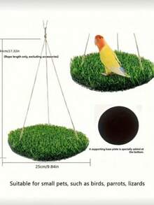 Large Bird Foraging Mat Toy, Natural Bird Grass Hammock Swing Toy With Hook, Climbing Perch Hanging Ornament Toy, Suitable For Parrot, Budgerigar, Xuifeng Parrot, Maned Lion Lizard, Snake - A - View 3