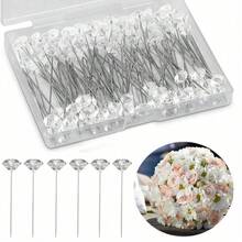 50/100入鑽石水晶頭針，透明花朵胸針，適用婚禮、週年紀念、情人節 DIY 手工藝 - 多色 - 查看 1