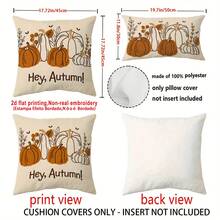 1件 Hello Autumn 線條藝術南瓜仿刺繡枕套，田園鄉村秋季感恩節輕量聚酯纖維單面印花靠墊套，可手洗、機洗、乾洗，拉鍊封口，適用於居家、沙發、床、臥室、客廳、咖啡廳、展覽廳，裝飾枕套，節日派對裝飾 - 芥末黃 - 查看 2