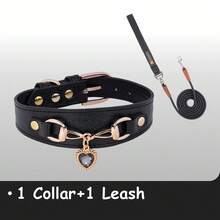 2pcs Luxury Heart-Shaped Rhinestone Pendant Dog Collar & Leash Set, Leather Pet Collar With Matching Color Dog Leash, Adjustable Buckle Cute Princess Style Dog Walking Set, Suitable For Small And Medium Dogs, Durable Pet Accessories For Outdoor Walks And Holiday Dress-Up - Multicolor - View 15
