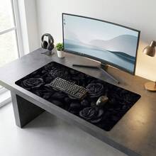 Black Rose Pattern Mouse Pad, Artistic Design Style, Large Desk Mat, Natural Non-Slip Rubber Base, Suitable For Work, Gaming, Office, Home, Women Friends, Back To School Gift, Gaming Mouse Pad, Desktop Accessories, Office Supplies, Desktop Decoration - A - View 2