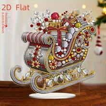 1pc DIY Acrylic Christmas Sleigh Gift Print, Desktop Decor, Handmade Mosaic Sticker, Suitable For Bedroom, Living Room, Study Room Decoration - A - View 5