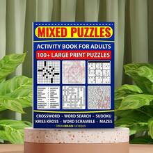 1PC,Fun Puzzle Notebook,Includes Word Search,Sudoku,Maze And Other Brain Games,Suitable For Adults And Seniors,Exercises Brain Power,Relieves Stress,Great Choice For Leisure And Entertainment,Perfect As A Gift (Pen Not Included) - Rectangle - View 1