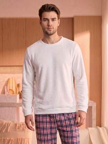 Manfinity Underwear&Sleepwear Basics ملابس داخلية وملابس نوم أساسية من Manfinity – طقم ملابس منزلية بأكمام طويلة وشورتات بوكسر (مجموعة الخريف/الشتاء) - متعدد الألوان - مشاهدة 12