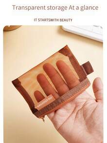 6pcs Minimalist Transparent Mesh Storage Bag Set, Mesh Makeup Bag, Portable Coin Purse, Stationery Pencil Case, Zippered Travel Toiletry Bag, Suitable For Home Office Cable Organizer, Portable Coin Purse For Cards, Keys And More - B - View 6